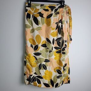 Rachel Zoe 100% Linen Printed Midi Wrap Skirt, Size Small